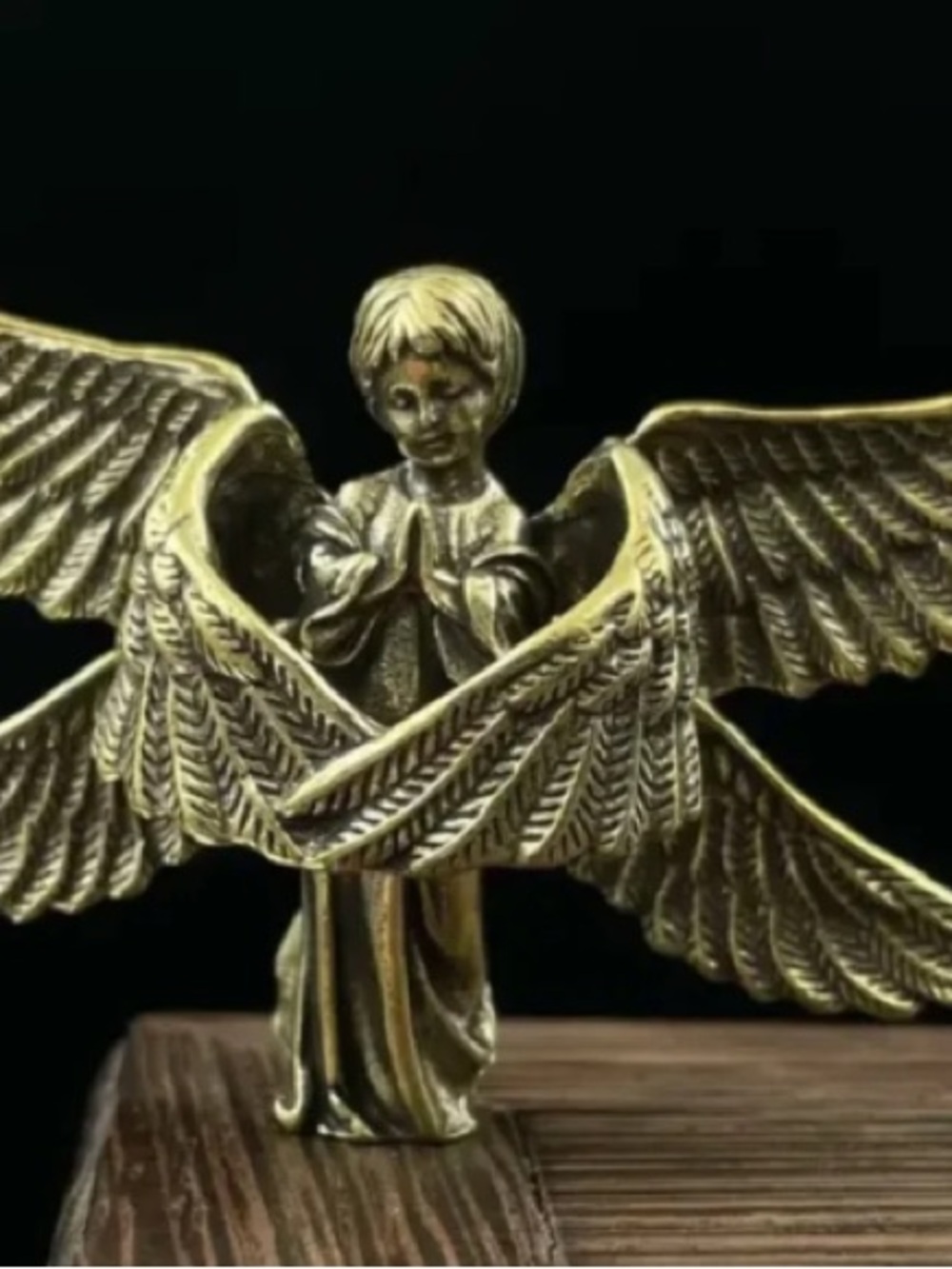 Gold-Tone Praying Angel Sculpture - Decorative Home Accent